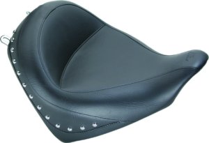 Honda VT1300CX Fury Solo Motorcycle Seat - Front - Mustang Motorcycle - Wide Touring Solo Seat, Chrome Studded - Black - `10-`21 Honda VT1300CX Fury Solo Motorcycle Seat - Front - Mustang Motorcycle - Wide Touring Solo Seat, Chrome Studded - Black - `10-`21